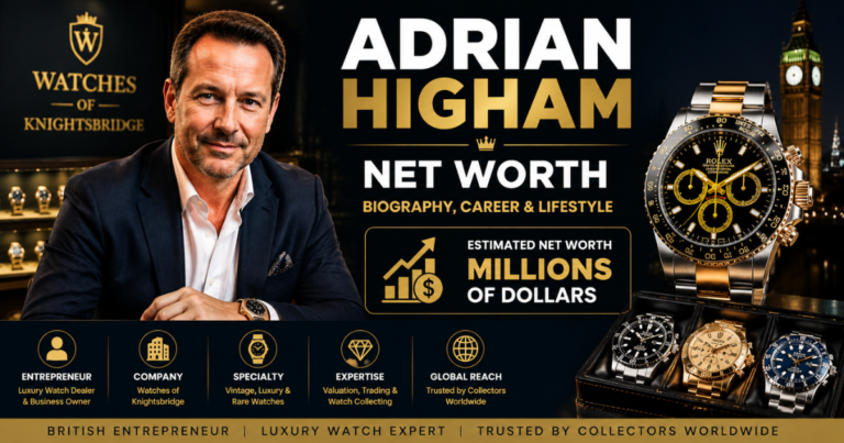 Adrian Higham net worth biography featuring luxury watch entrepreneur and Watches of Knightsbridge business profile