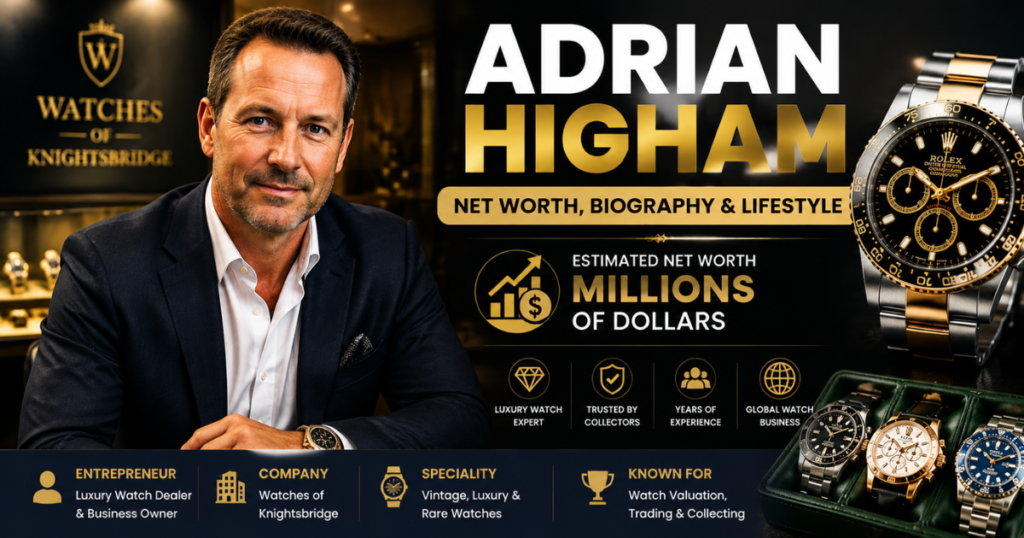 Adrian Higham net worth biography featuring luxury watch entrepreneur and Watches of Knightsbridge business profile