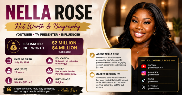 Nella Rose smiling during a public appearance showcasing her successful career and estimated net worth